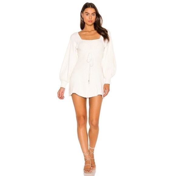 Free People Emmaline Cable Knit Open Back Sweater Mini Dress